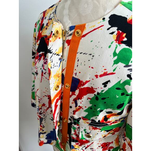 Anthracite Women's Abstract Modern Art Paint Splatter Jacket Size 6 - Picture 2 of 9